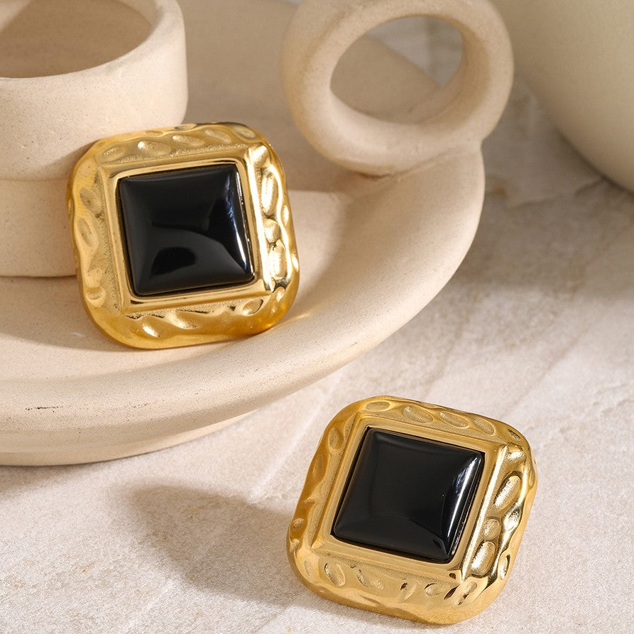 Big Black Enamel Stud
