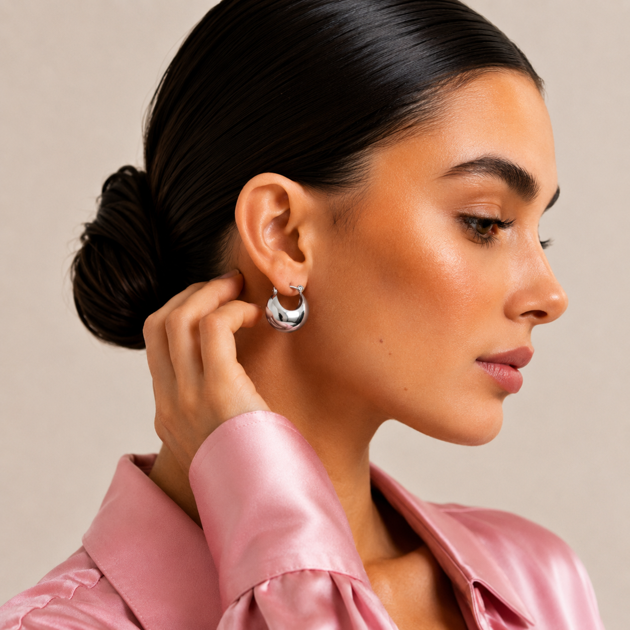 Round Silver Chunky Hoops