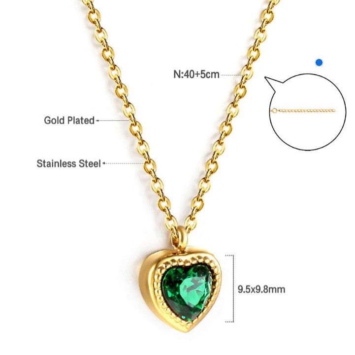 Green Heart Pendant Necklace