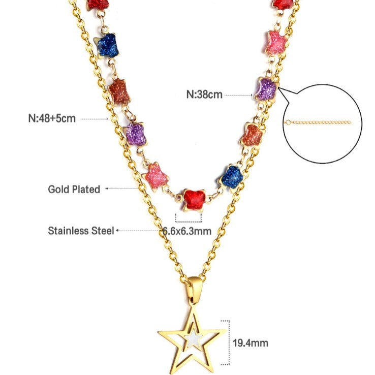 Colourful Beads Layered Necklace