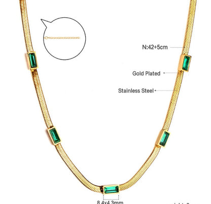Square Green Chain Necklace