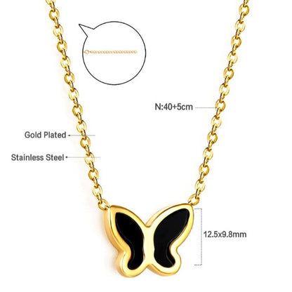Black Butterfly Pendant Necklace