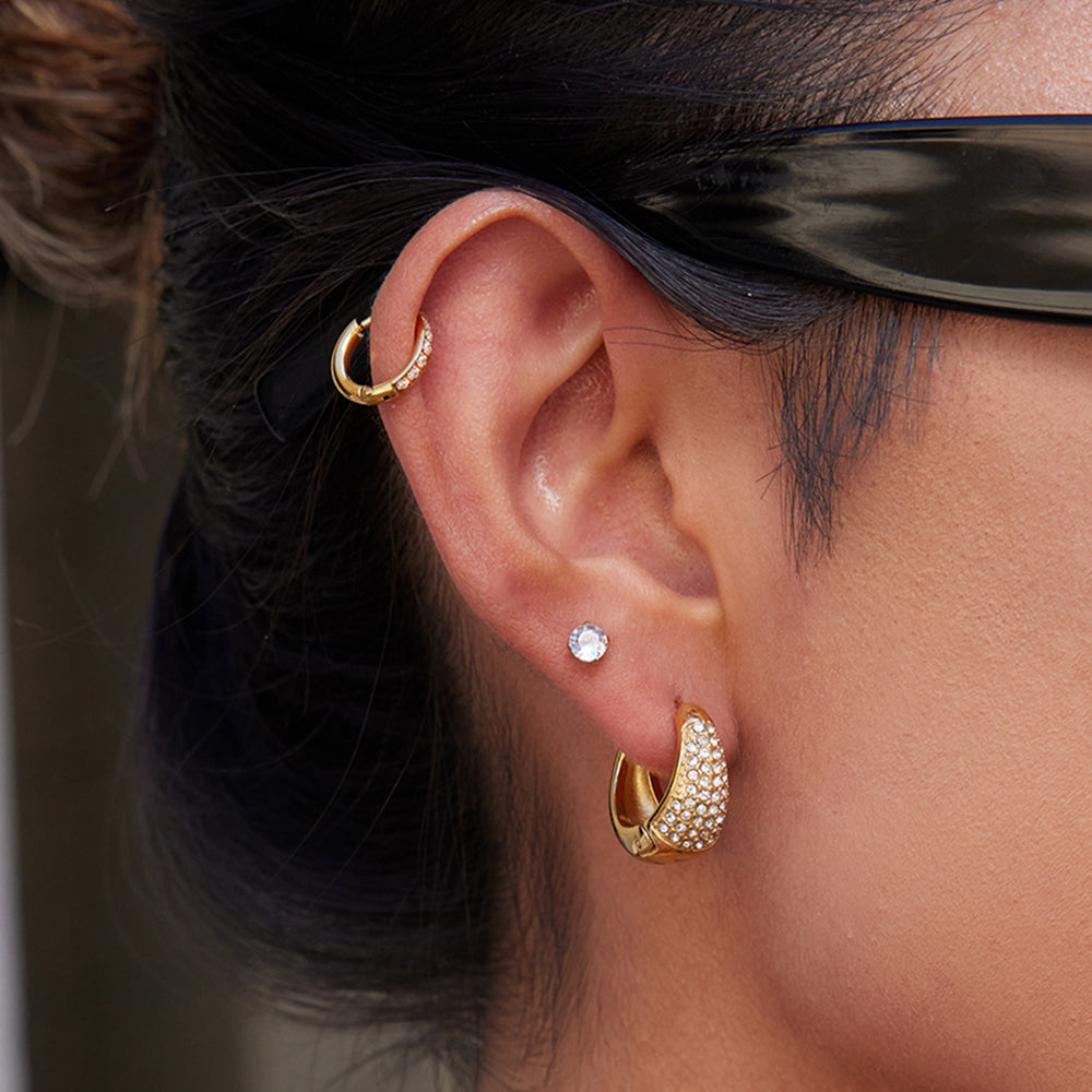Diamond crusted small Hoops