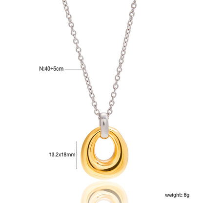Two Toned Gold Hole Pendant Necklace
