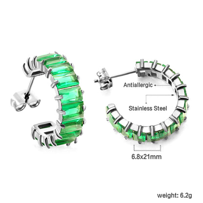 Green Diamond Hoops