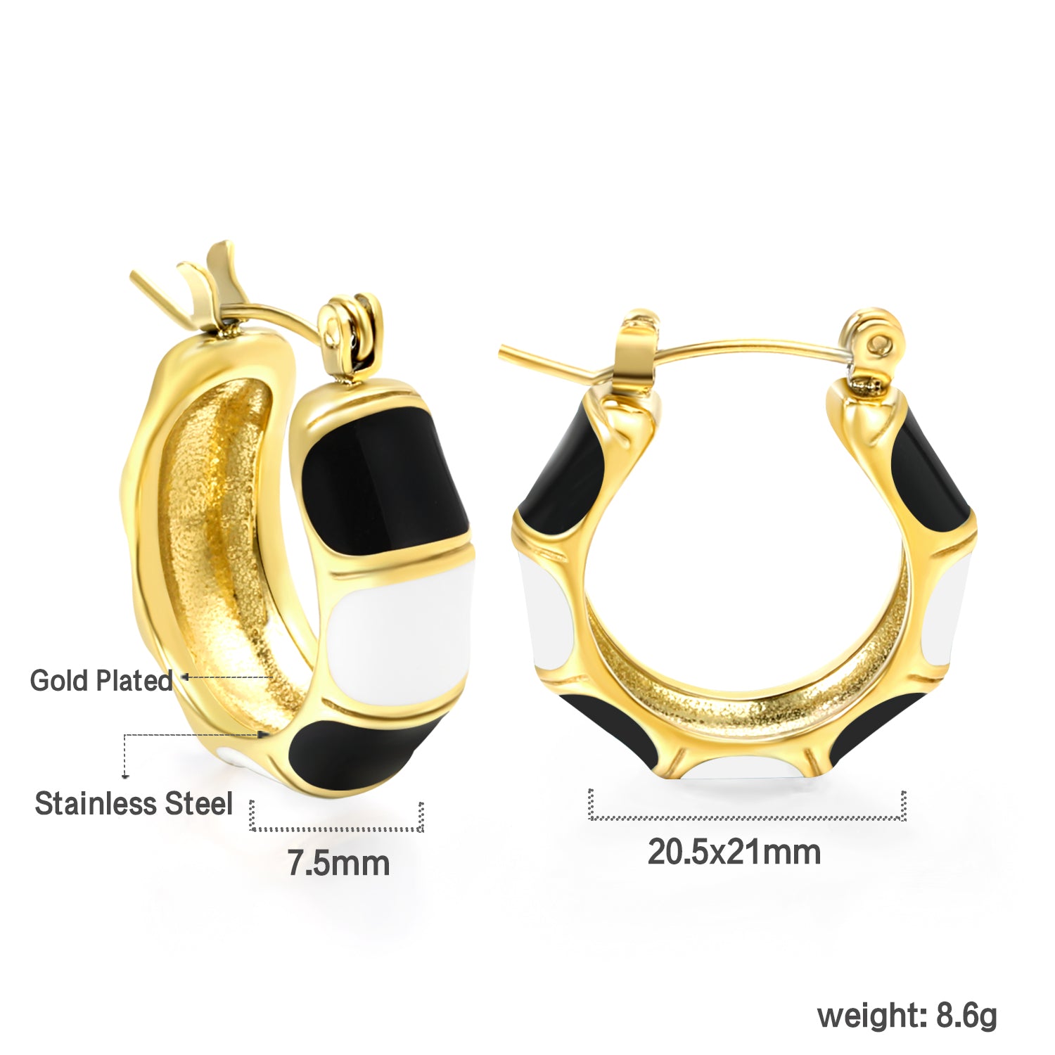 Black &amp; White Enamel Hoops