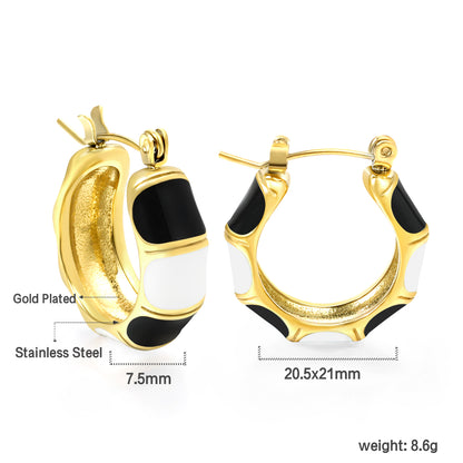 Black &amp; White Enamel Hoops