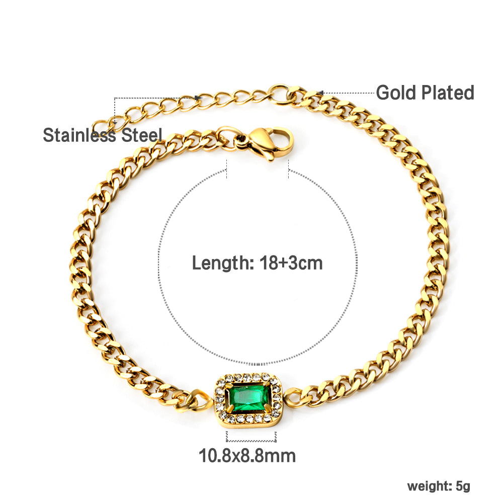 Single Green Square Bracelet