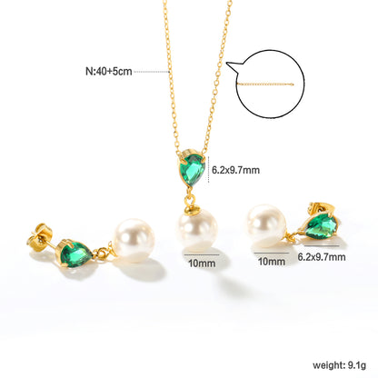 Green and Pearl Pendant Set