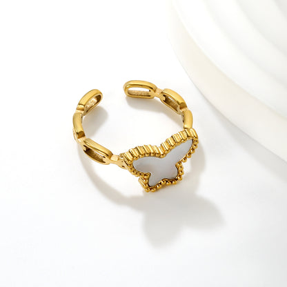 White Butterfly MOP Ring