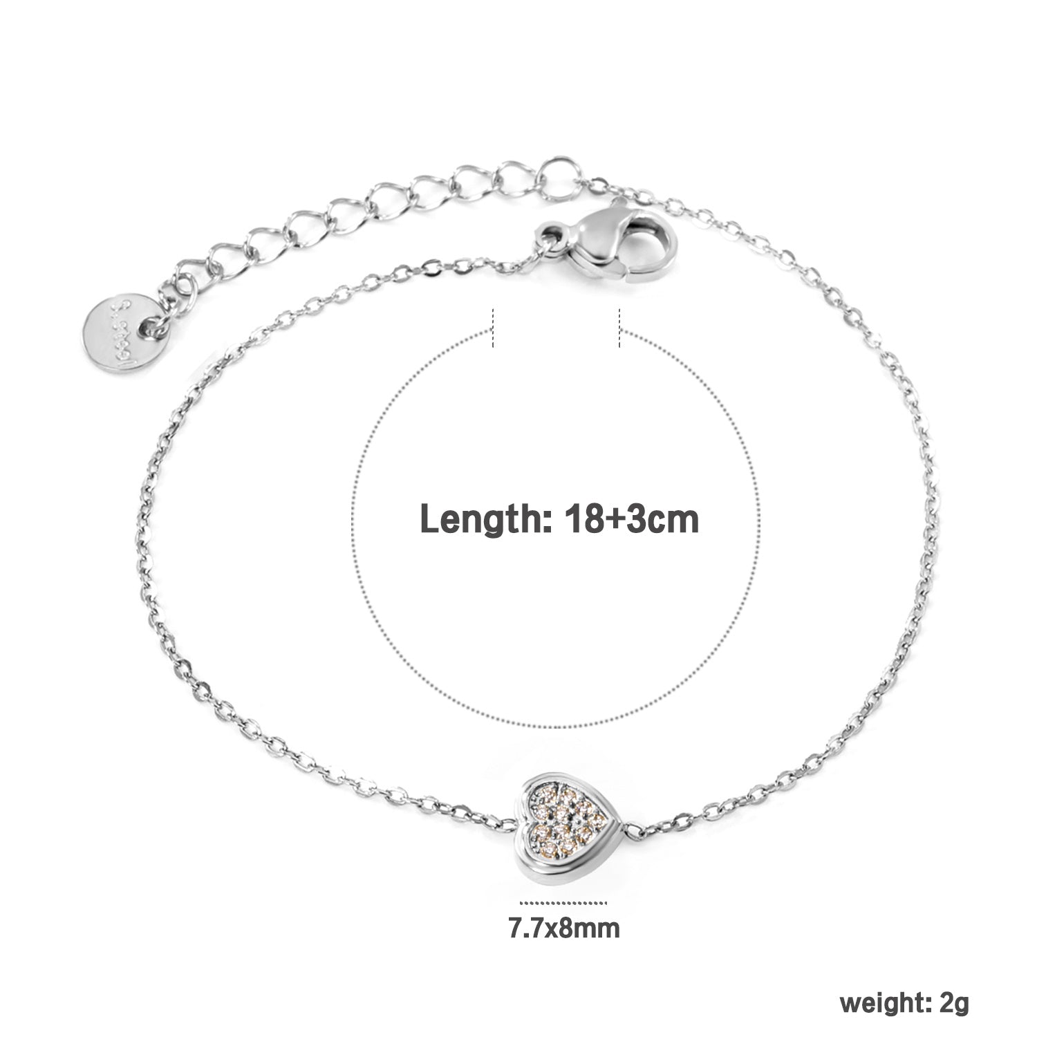 Silver Heart Loose Bracelet