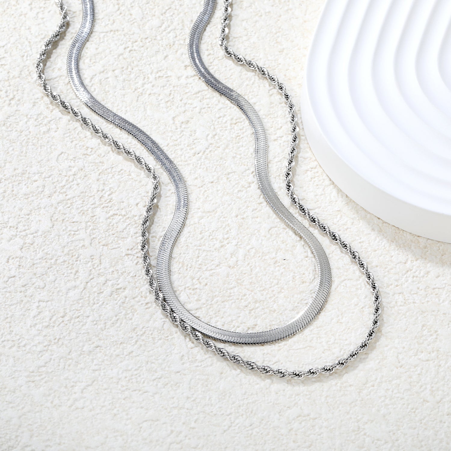 Silver Snake Chain Layered Necklace