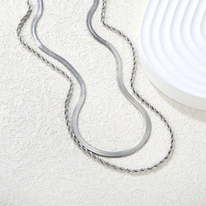Silver Snake Chain Layered Necklace