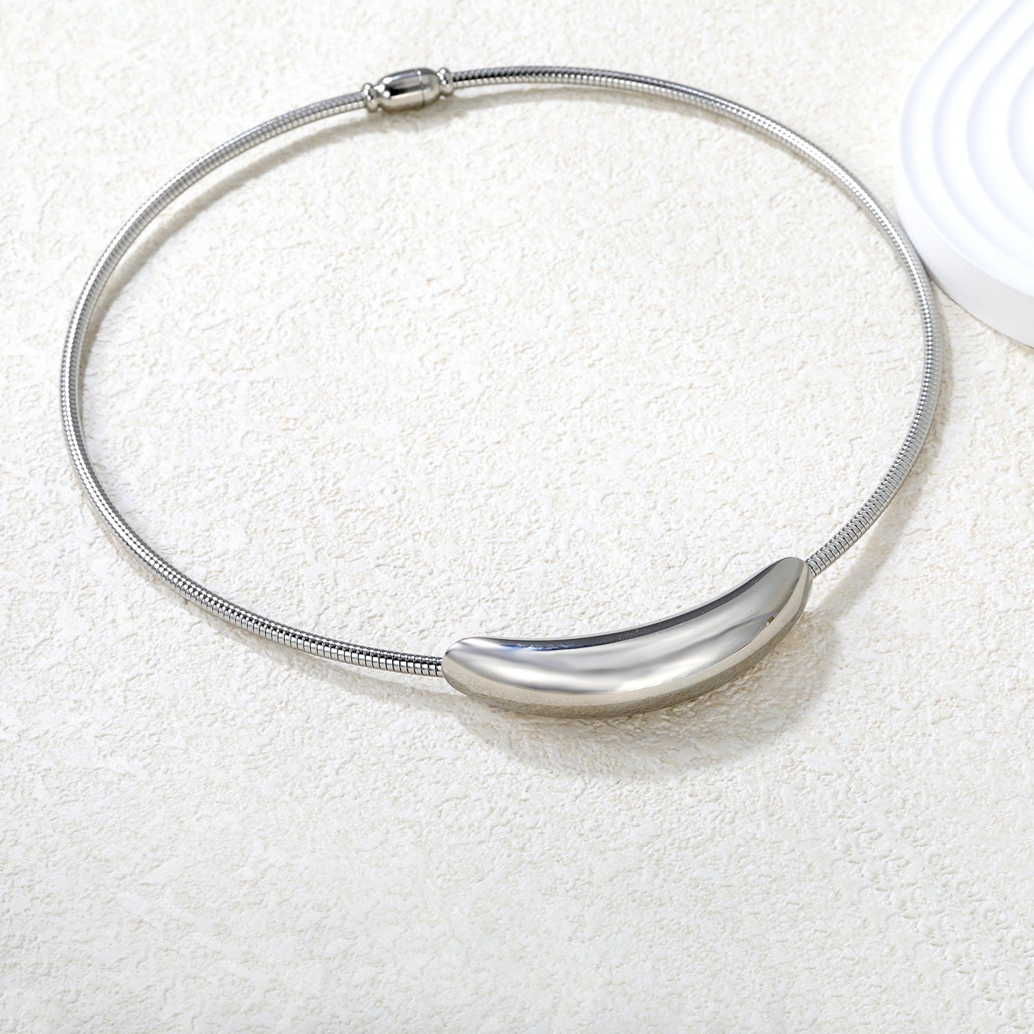 Silver Stiff Statement Necklace