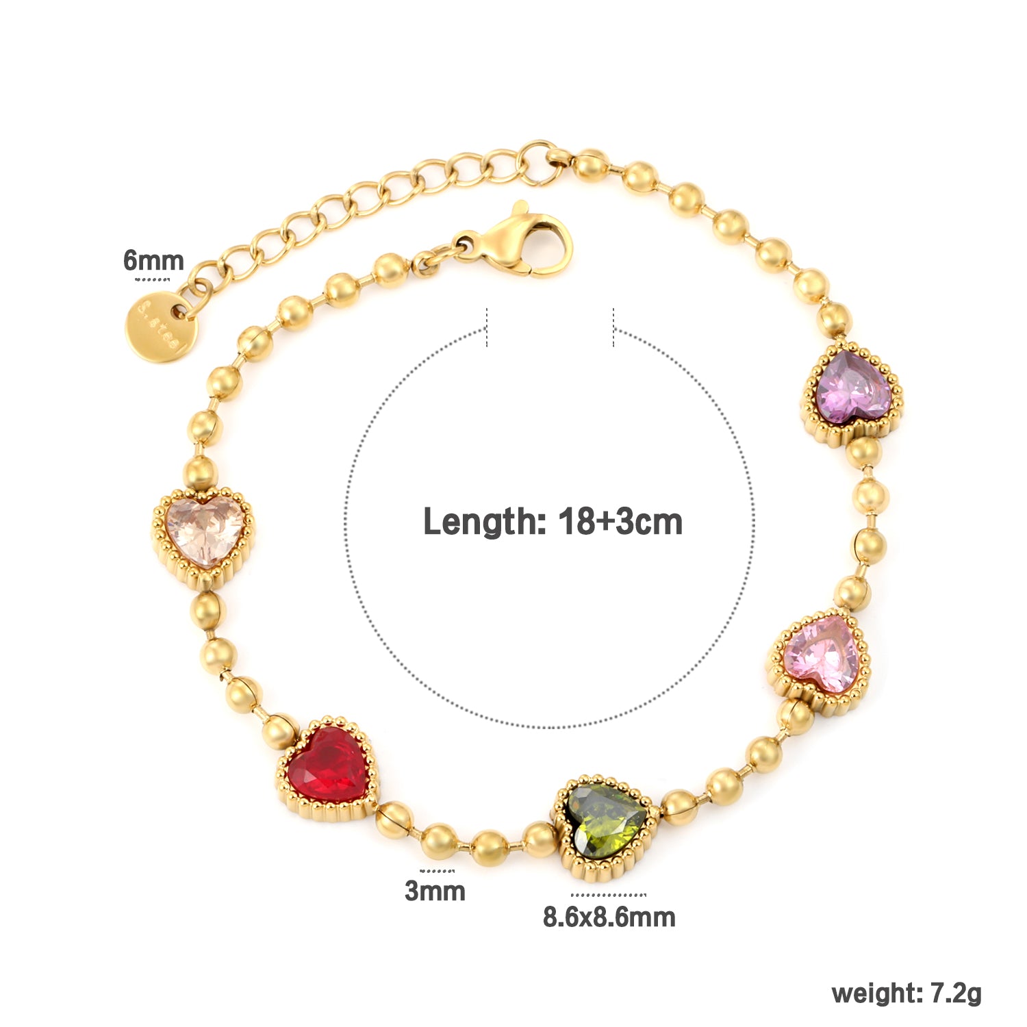 Multi coloured Heart Loose Bracelet