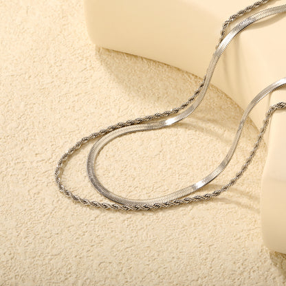 Silver Snake Chain Layered Necklace