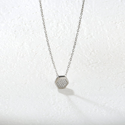 Silver Hexagon Pendant Necklace