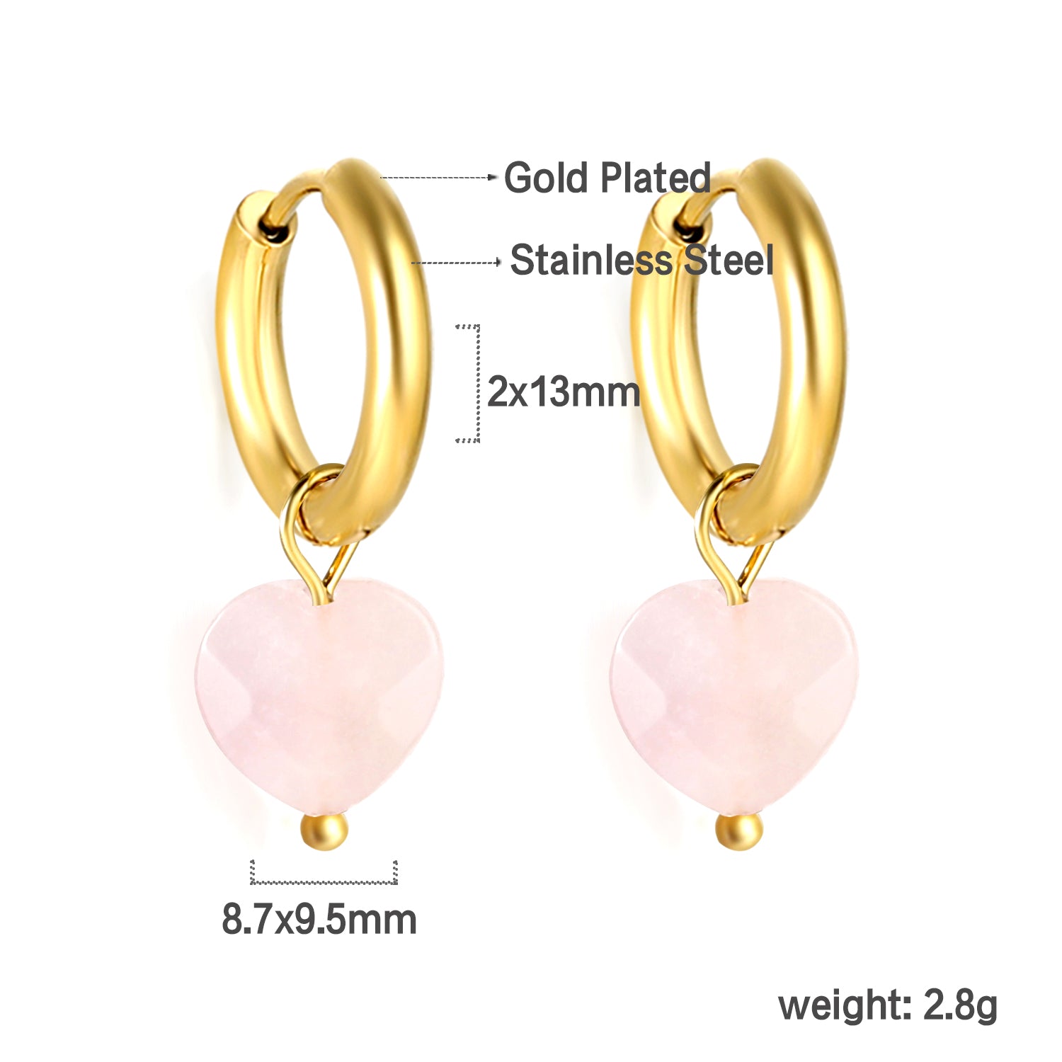 Pink Heart Danglers