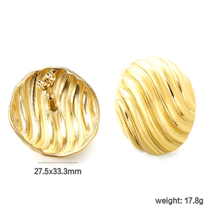 Ribbed Gold Round Studs