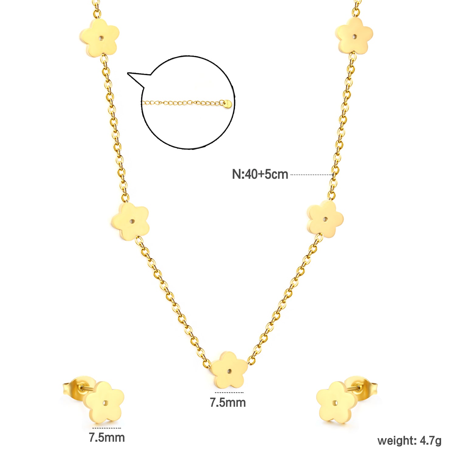 Gold Flower Pendant Set