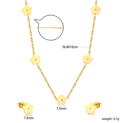 Gold Flower Pendant Set