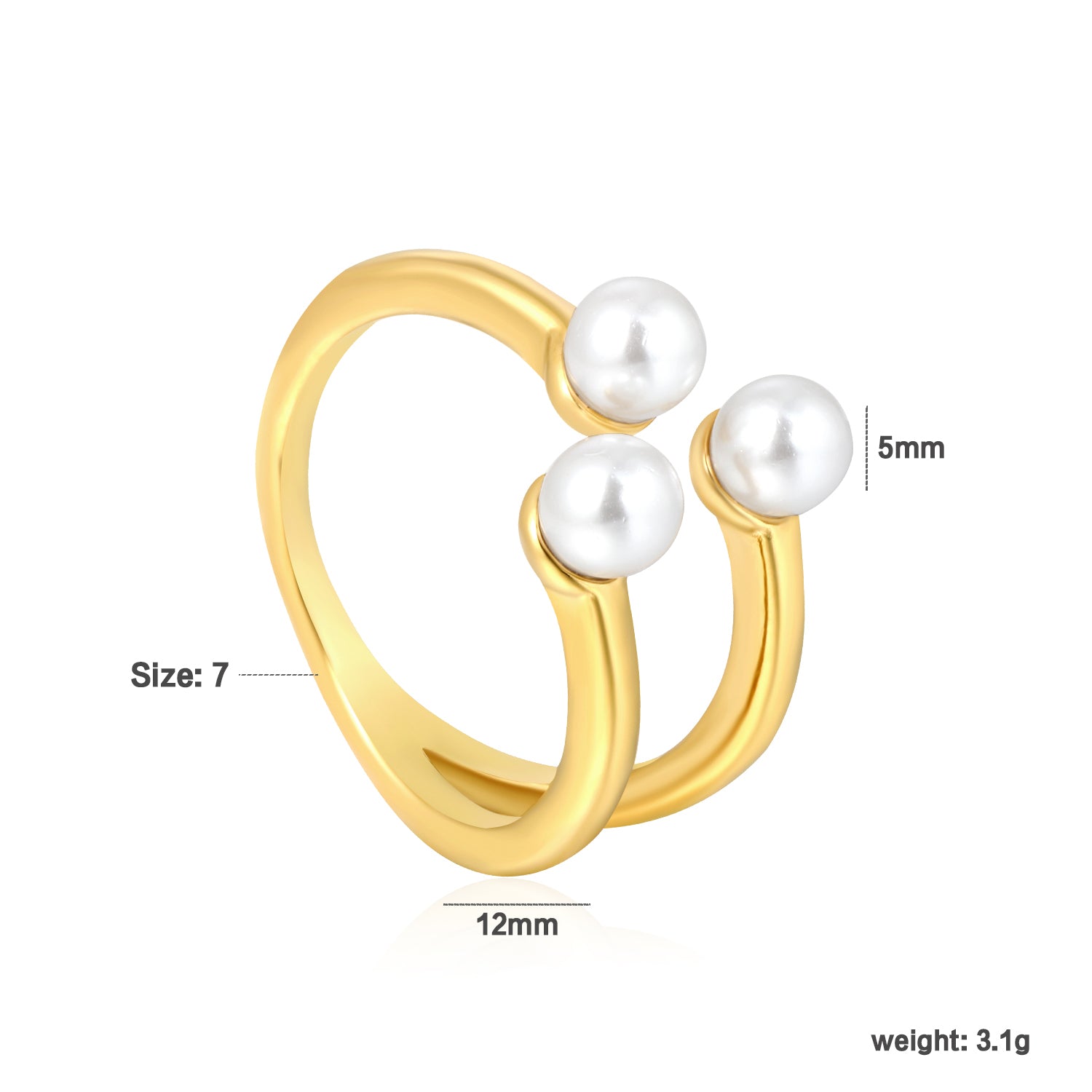 3 Point Pearl Ring