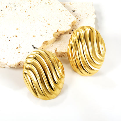 Ribbed Gold Round Studs