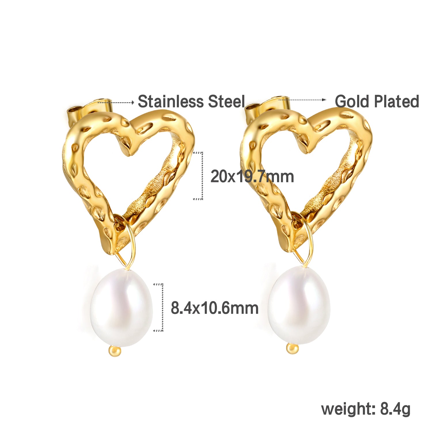 Pearl Heart Danglers