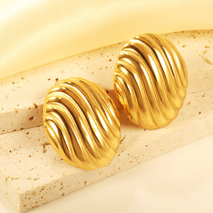 Ribbed Gold Round Studs