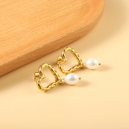 Pearl Heart Danglers