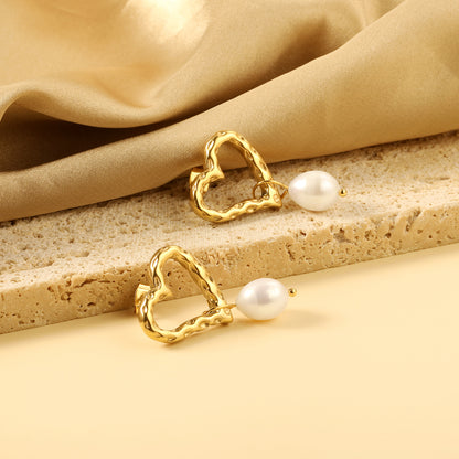 Pearl Heart Danglers