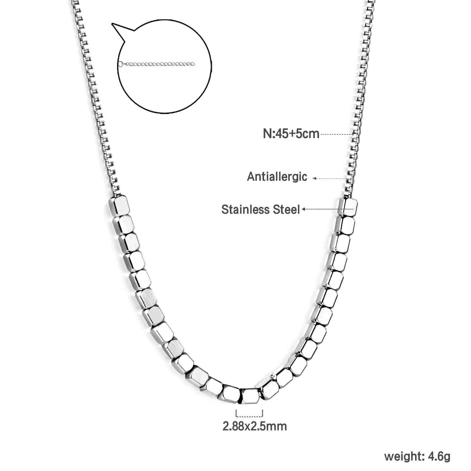 Silver Cube Chain Necklace
