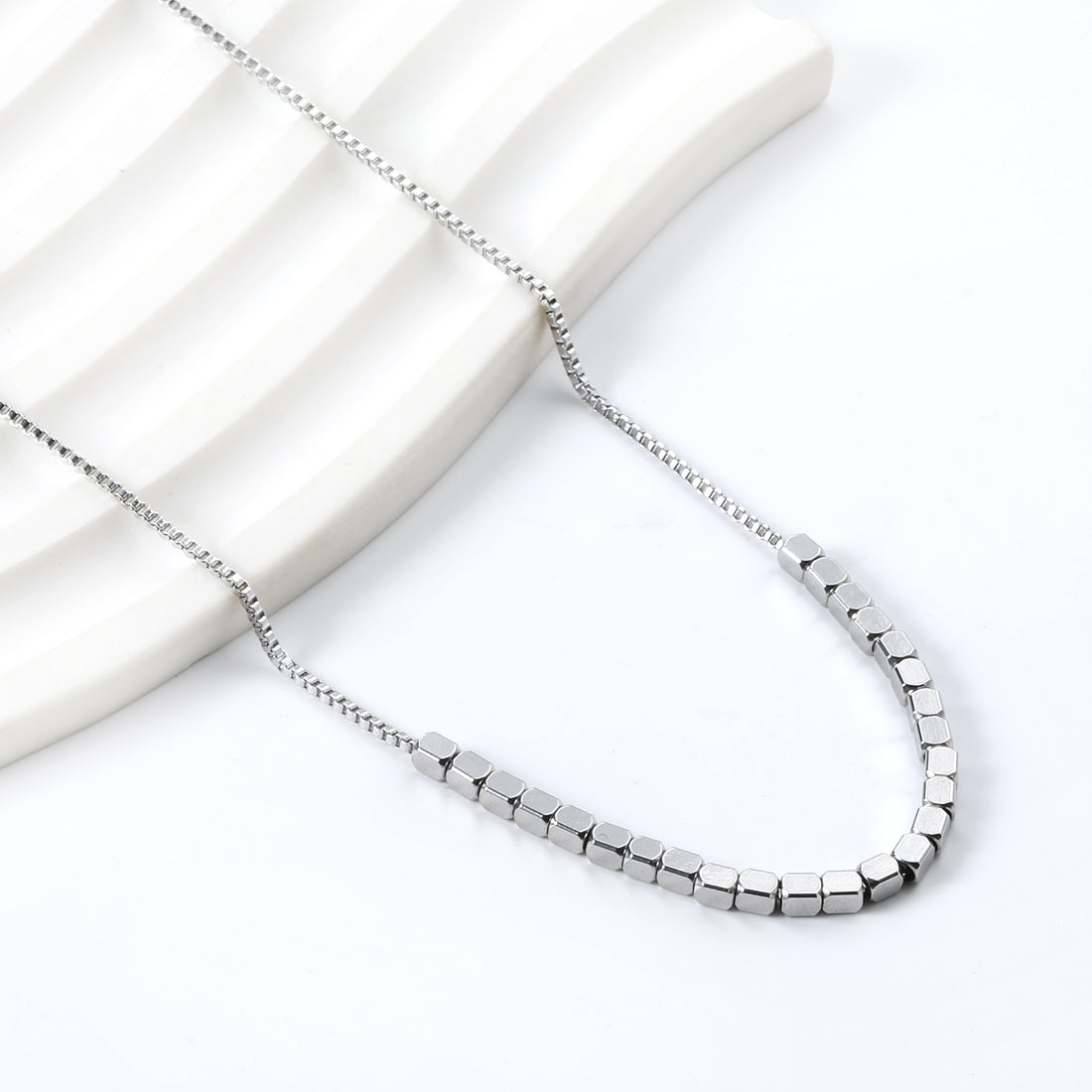Silver Cube Chain Necklace