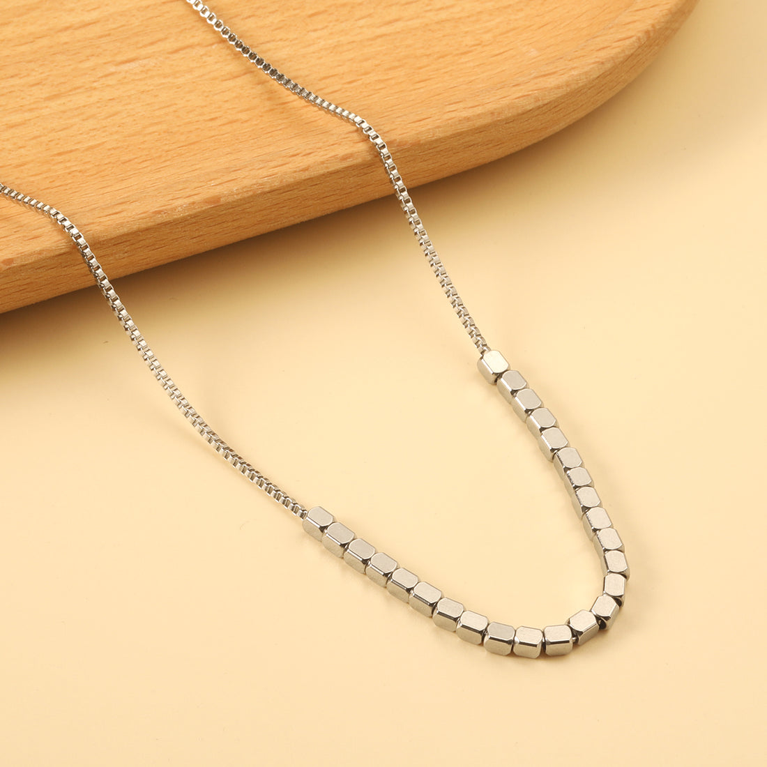 Silver Cube Chain Necklace