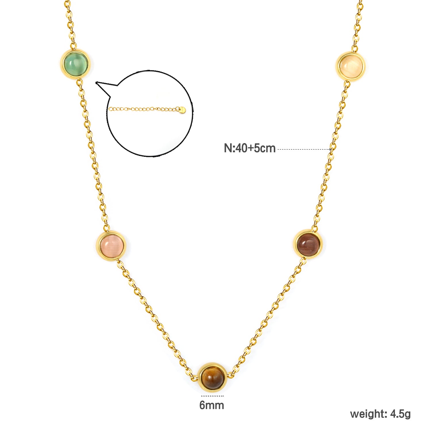 Multicoloured Stones Charms Necklace