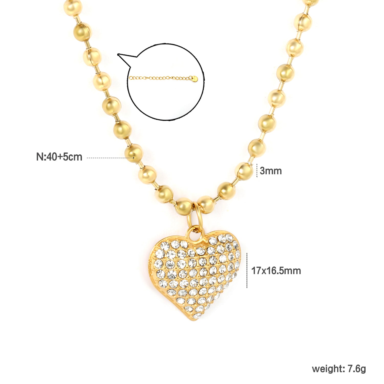 Diamond Crusted Heart Pendant Necklace