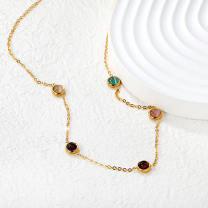 Multicoloured Stones Charms Necklace
