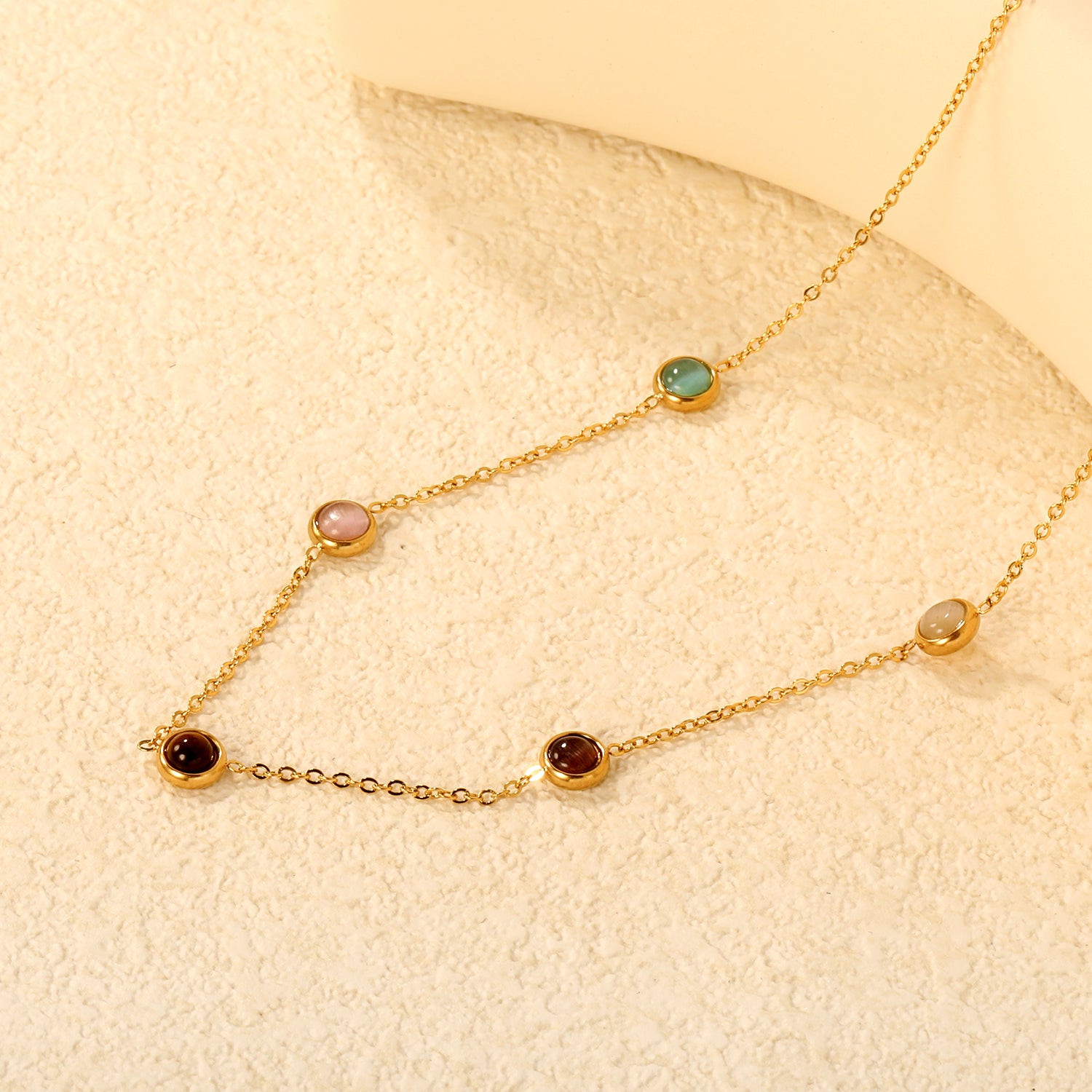 Multicoloured Stones Charms Necklace