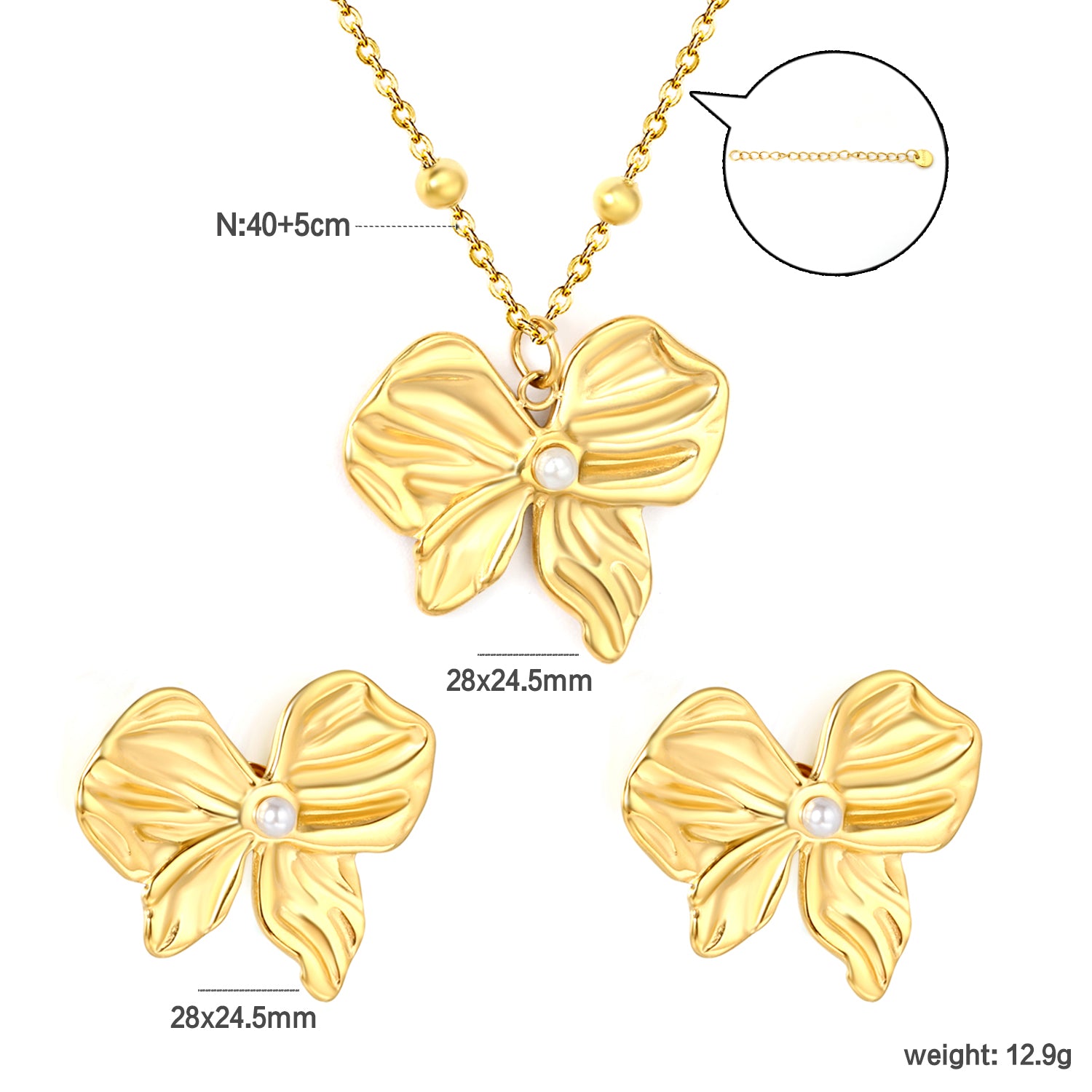 Pearl Bow Pendant Set