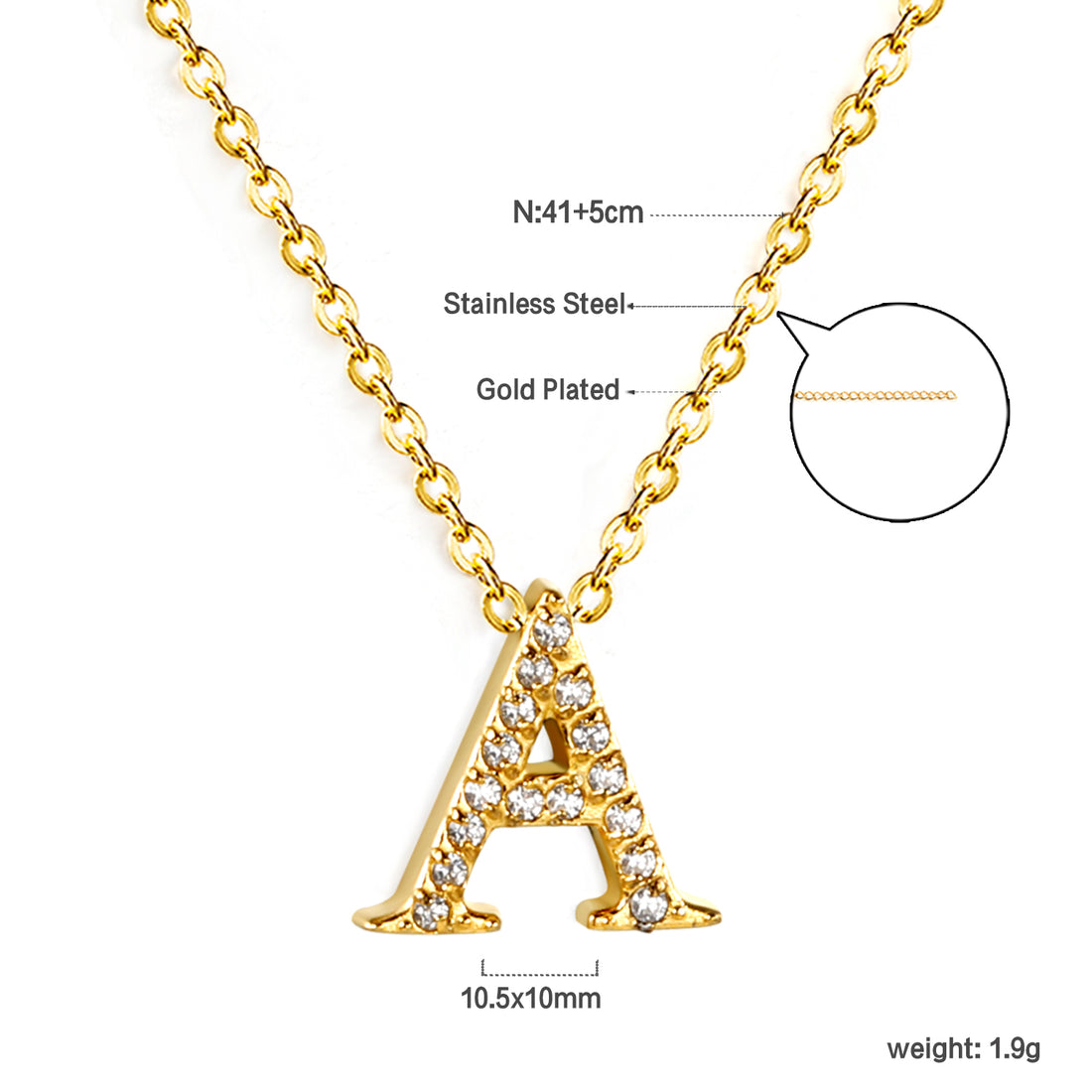 Letter A Pendant Necklace
