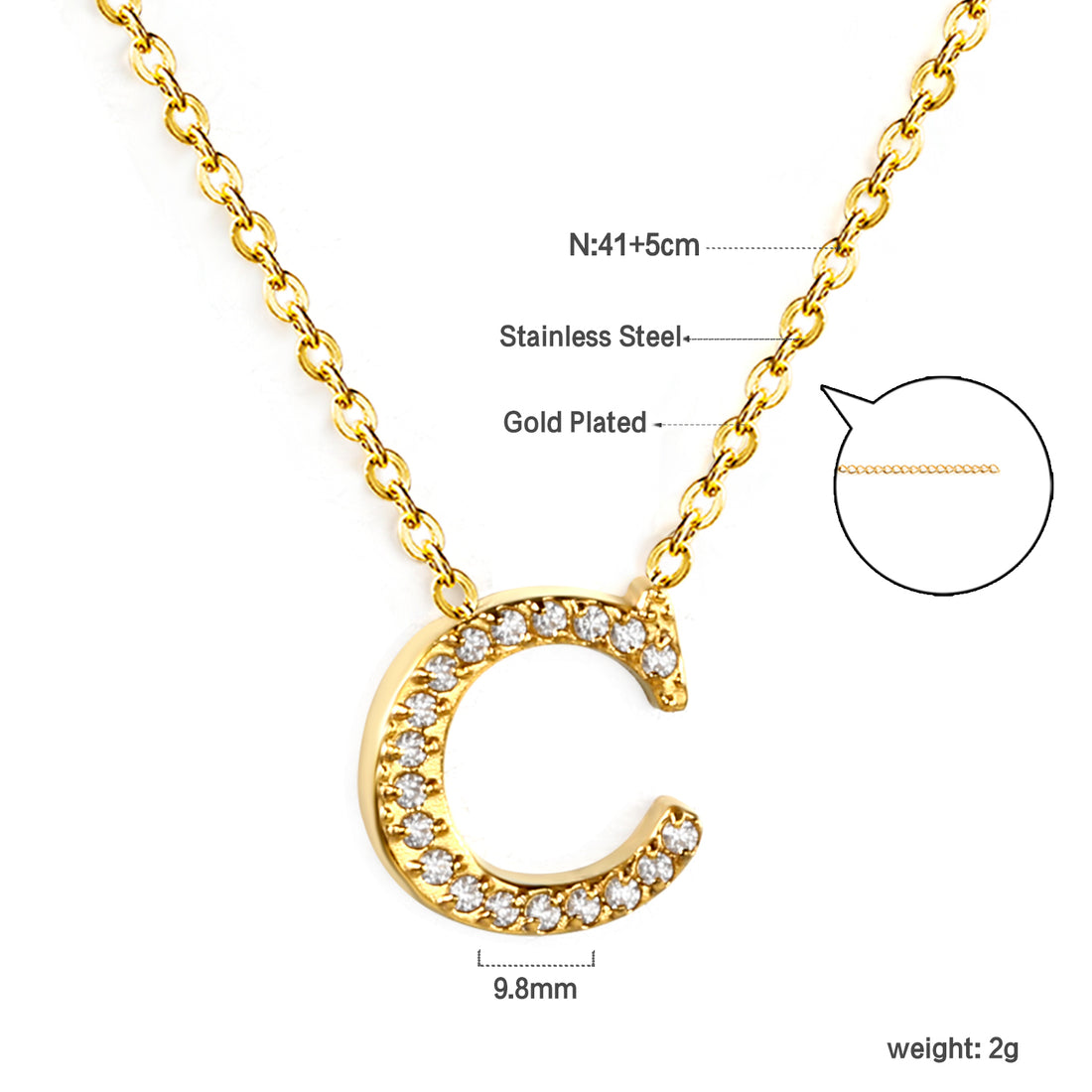 Letter C Pendant Necklace