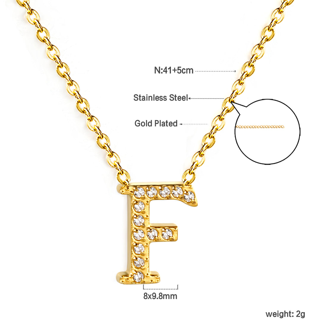 Letter F Pendant Necklace