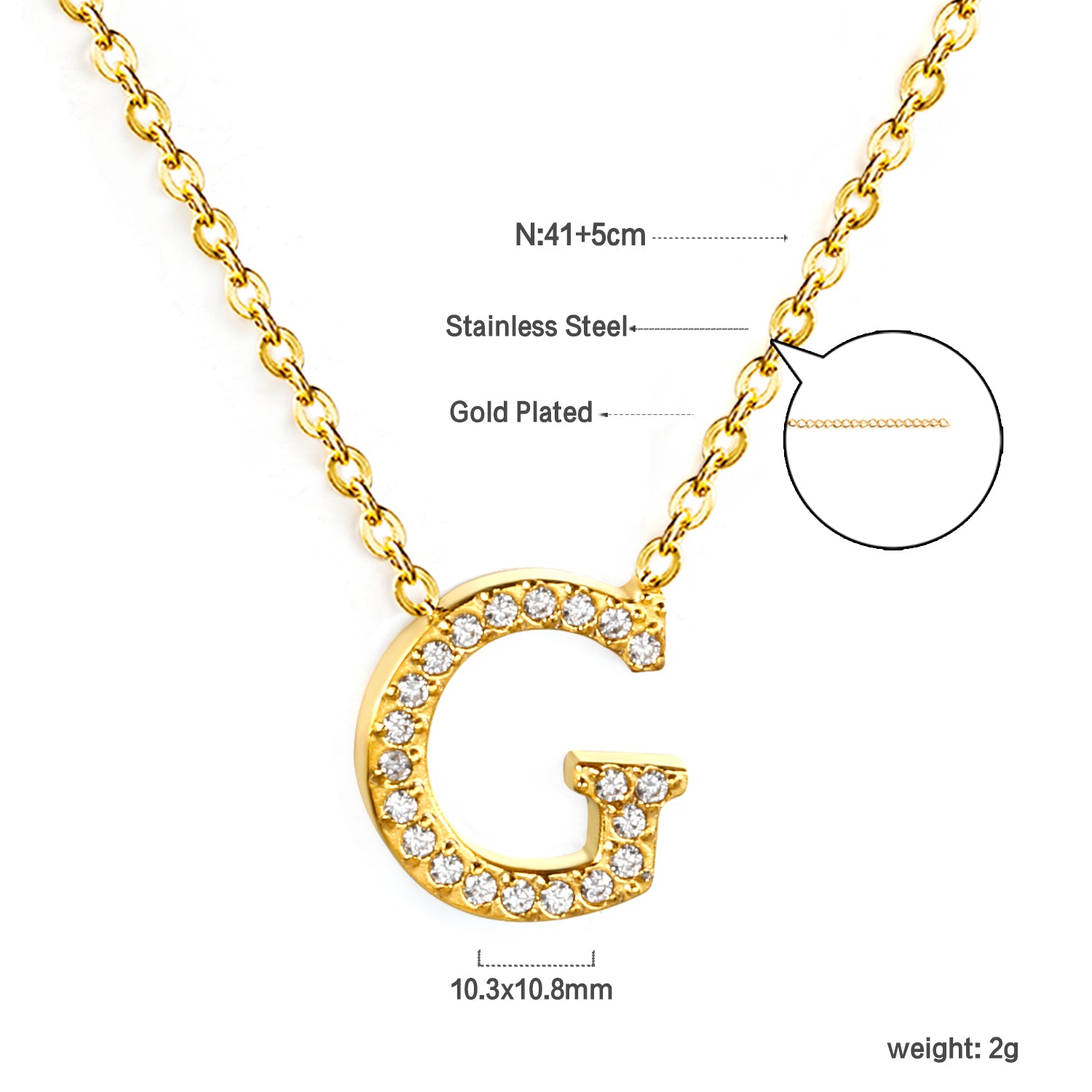 Letter G Pendant Necklace