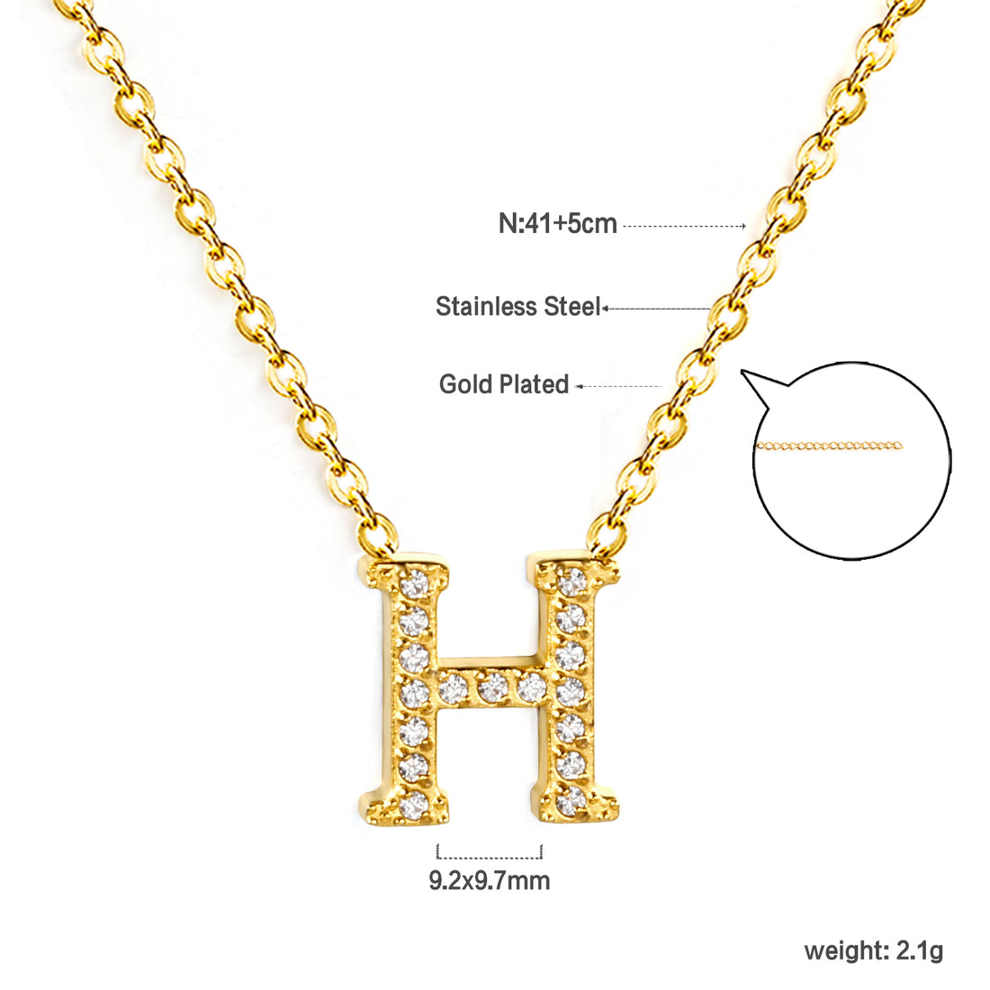 Letter H Pendant Necklace
