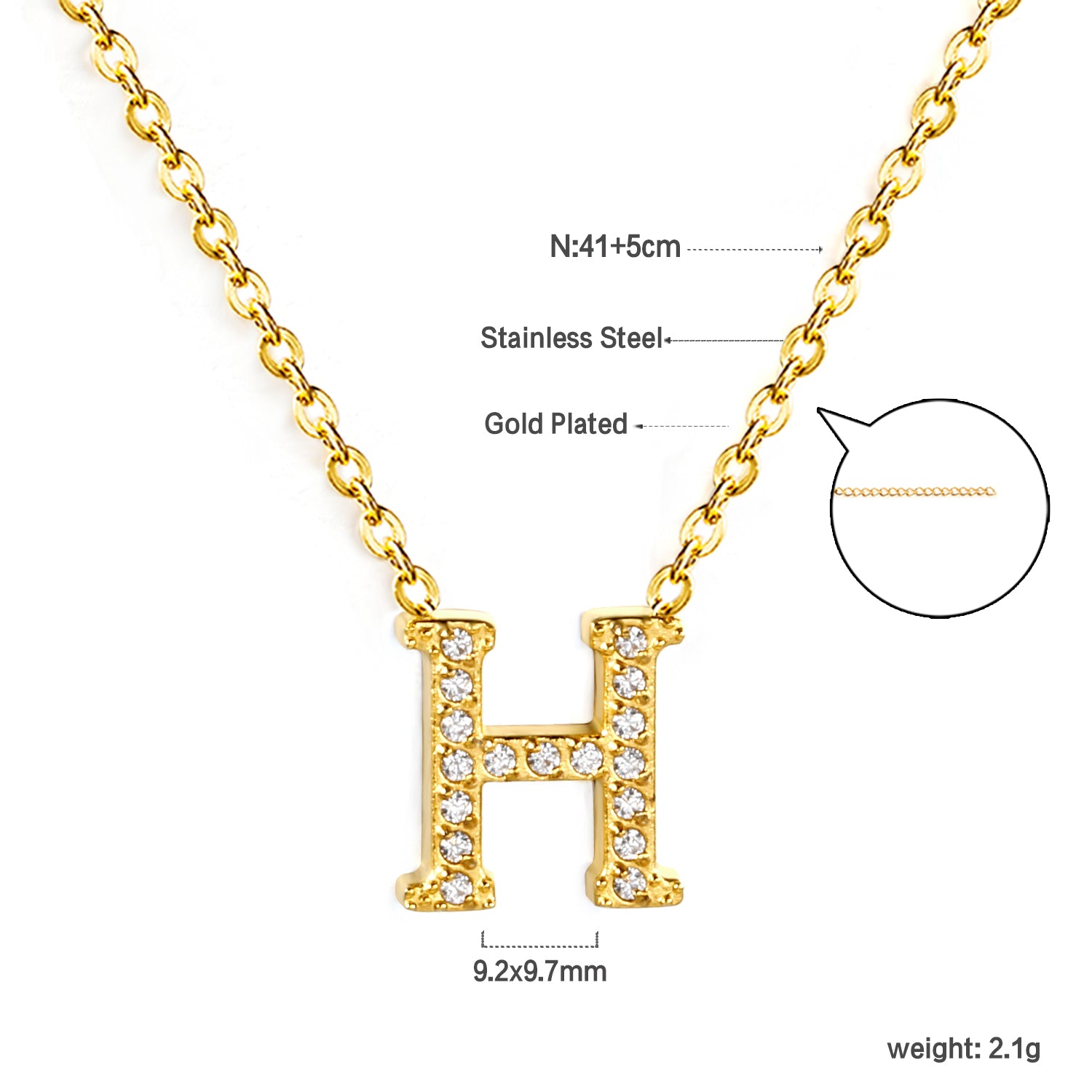 Letter H Pendant Necklace