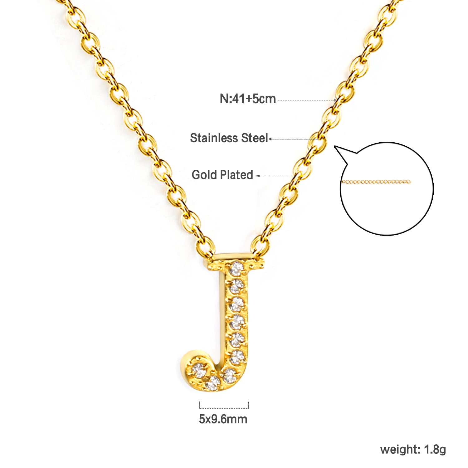 Letter J Pendant Necklace