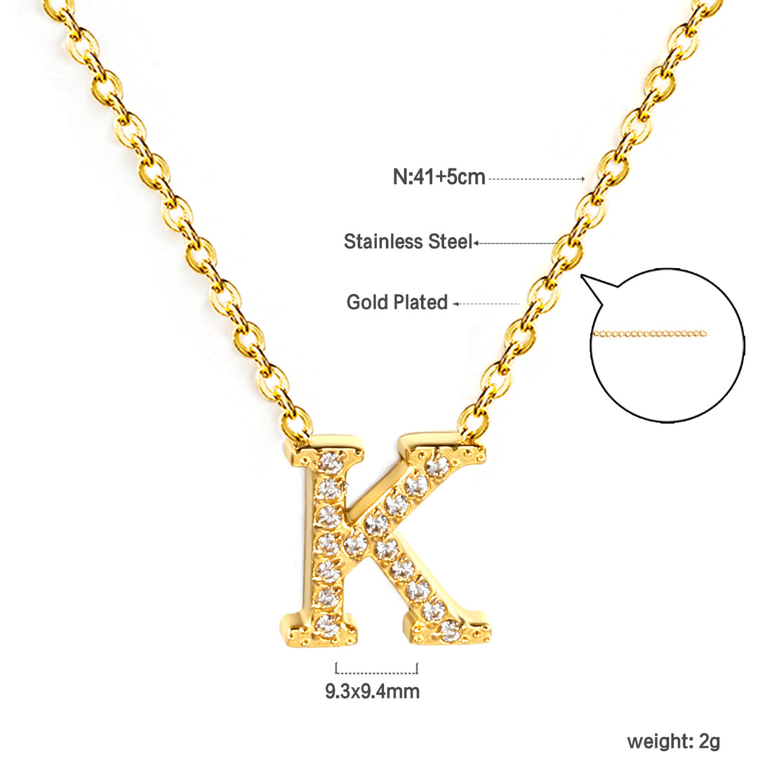Letter K Pendant Necklace
