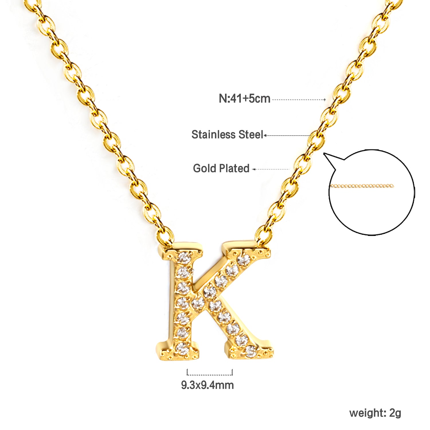 Letter K Pendant Necklace