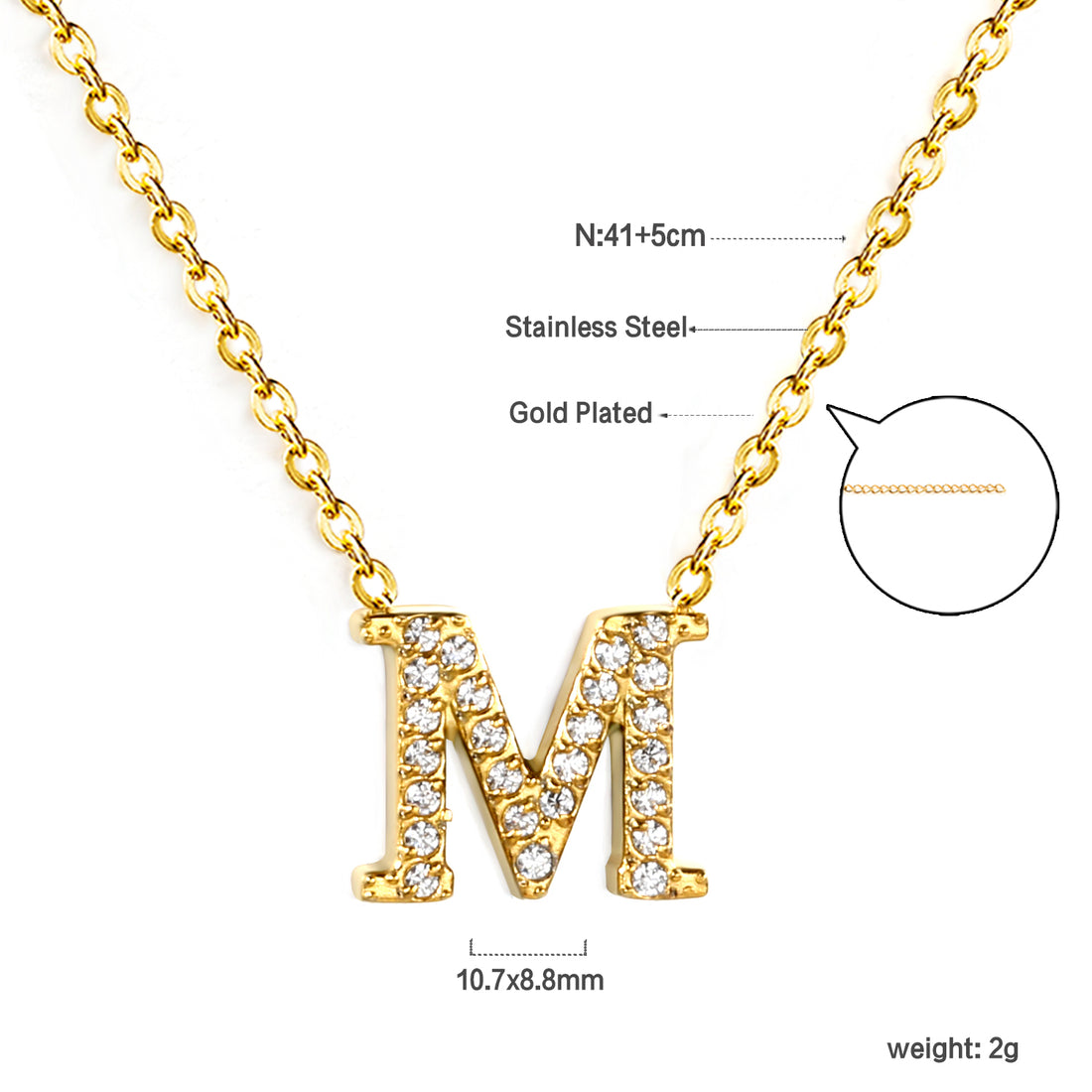 Letter M Pendant Necklace