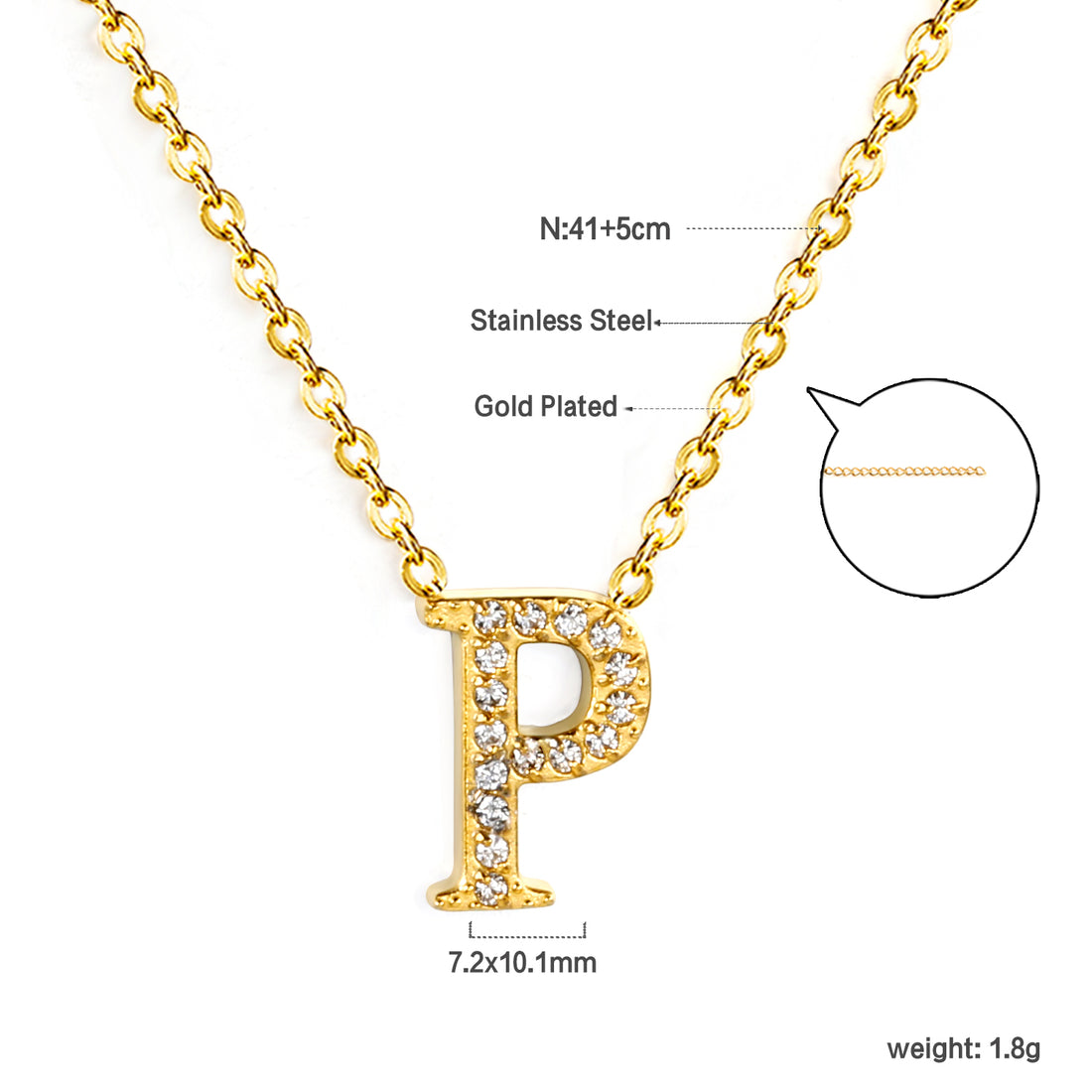 Letter P Pendant Necklace